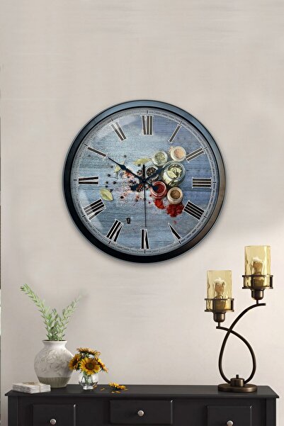 Kasva Concept هدية ساعة حائط مطبخ معدنية سوداء مقاس 40 سم