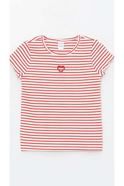 LC Waikiki LCW baby Crew Neck Short Sleeve Striped Baby Girl T-Shirt