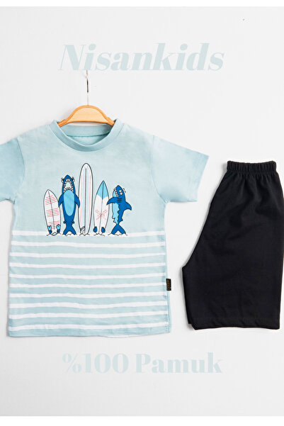 Nisankids بدلة صيفية مطبوعة على شكل سمكة كلب للأولاد، تي شيرت صيفي قصير (اشتر...