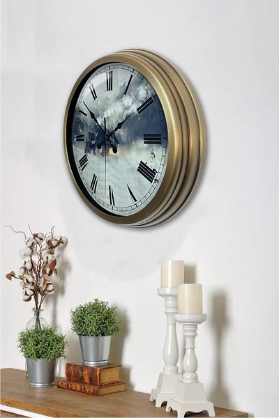 Kasva Concept Gift 40 cm Antique Metal Country Wall Clock