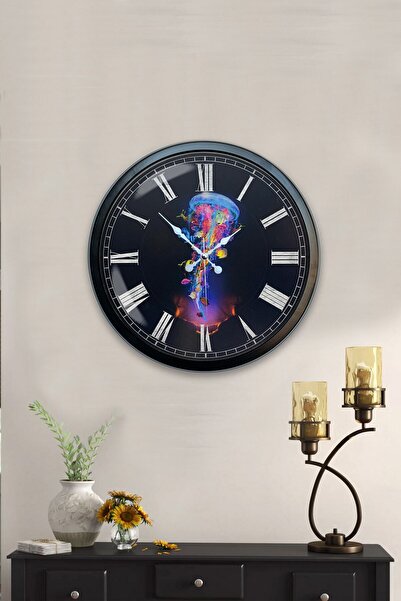 Kasva Concept ساعة حائط معدنية ملونة باللون الأسود مقاس 40 سم