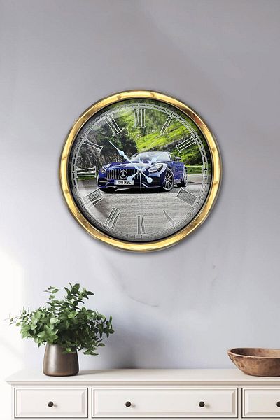Kasva Concept Gift 40 cm Gold Metal Mercedes Wall Clock