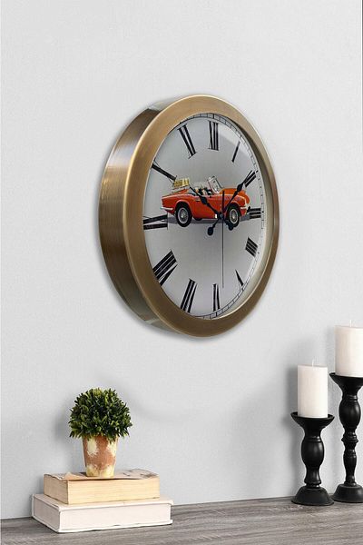 Kasva Concept 36 cm Tumbled Metal Sports Car Wall Clock