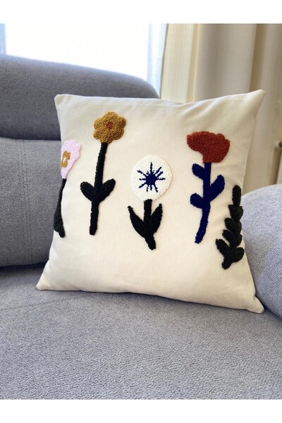 La Vivi Κάλυμμα μαξιλαριού με πολύχρωμο κέντημα με σχέδια λουλουδιών