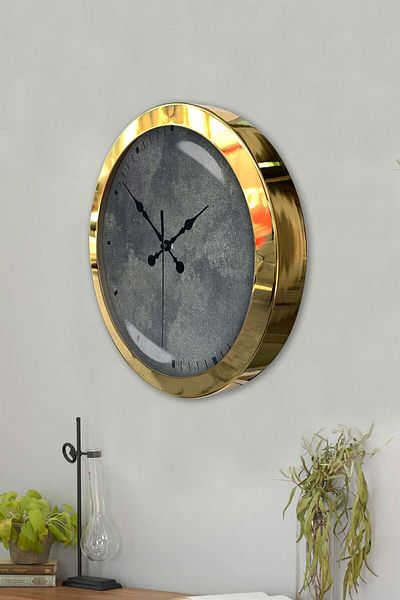Kasva Concept Δώρο 36 εκ. Χρυσό Μεταλλικό Κλασικό Ρολόι τοίχου