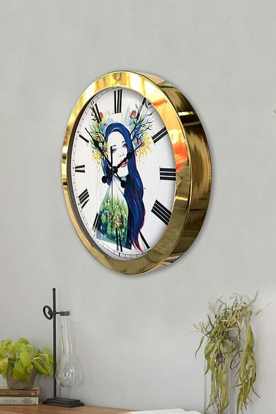 Kasva Concept 36 Cm Gold Metal Modern Art Wall Clock
