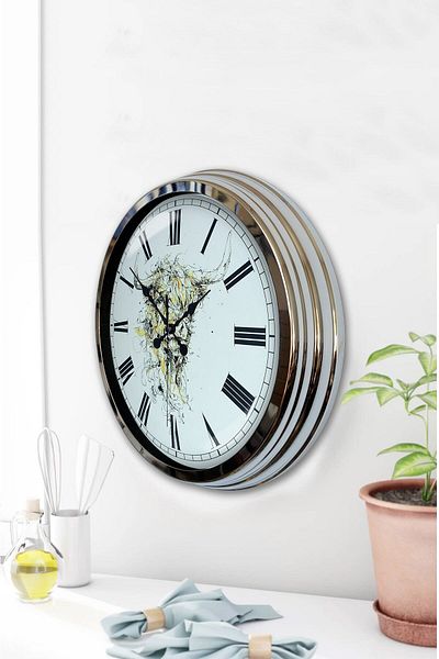 Kasva Concept Gift 40 cm Chrome Metal Animal Kingdom Wall Clock