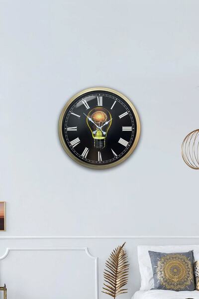 Kasva Concept ساعة حائط هدية لمبة معدنية عتيقة مقاس 40 سم