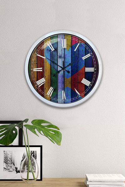 Kasva Concept 40 cm White Metal Natural Love Wall Clock