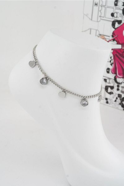 By Zeyna Aksesuar Women's 316 L Tarnishproof Anti Allergenic Steel Anklet Zy0003