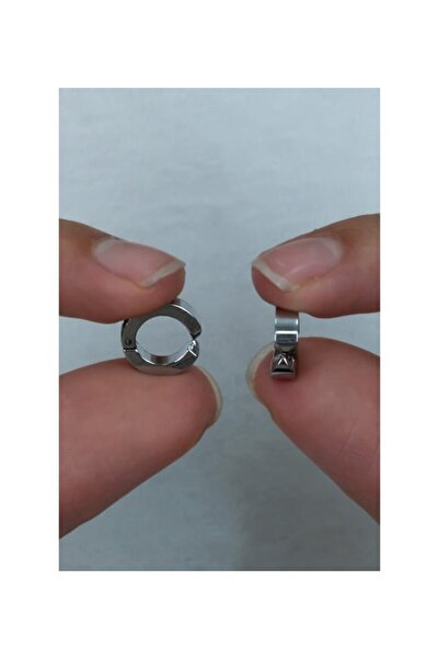 Herşey Nota Men's Steel Hoop Earrings - Compression and Non-Perforated Single