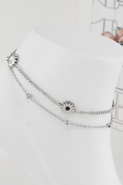 By Zeyna Aksesuar Women's 316 L Tarnishproof Anti Allergenic Steel Anklet Zy0007