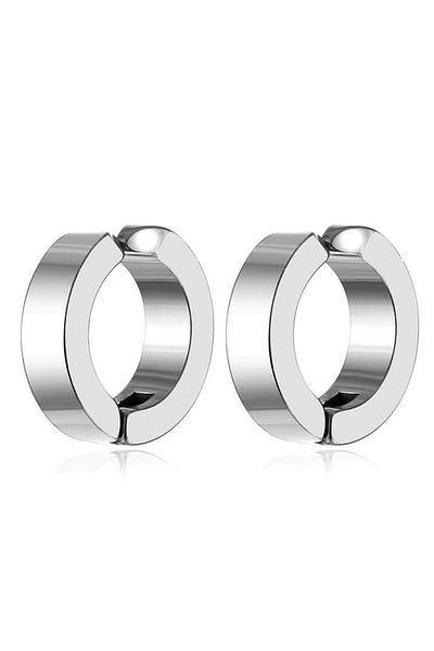 Herşey Nota Men's Steel Hoop Earrings - Compression and Non-Perforated Single