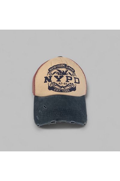 gabies Men's Vintage Model Hat - NYPD Printed, Burgundy and Blue