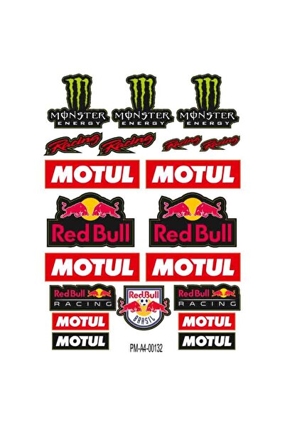 MOTOSEPETİM RACİNG REDBULLİ TASARIMLI EKİPMAN KASK MOTORSİKLET STİCKER SETİ 02