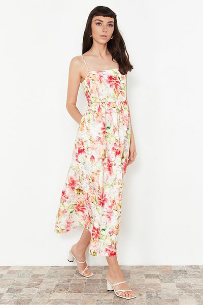 Trendyol Collection Multicolor Floral Print A-Cut Square Neck Woven Dress TWOSS23EL02382