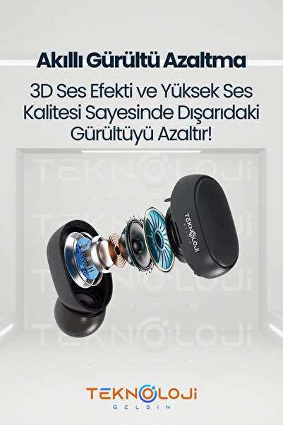 Teknoloji Gelsin E6s Dots Universal HD Ses Çift Mikrofon Extra Bass Powerbank Kutu Bluetooth Kablosuz Kulaklık