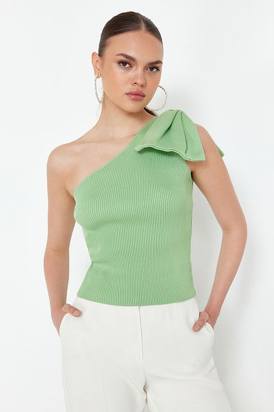 Trendyol Collection Μέντα Πλεκτή Μπλούζα Φιόγκος Μέντα - TPRSS22BZ0166