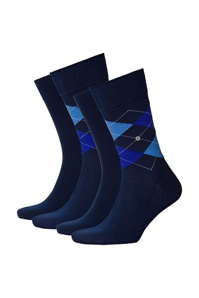 Burlington Herren-Socken für den täglichen Gebrauch – 4er-Pack, Rautenmuster, Uni, Onesize, 40–46