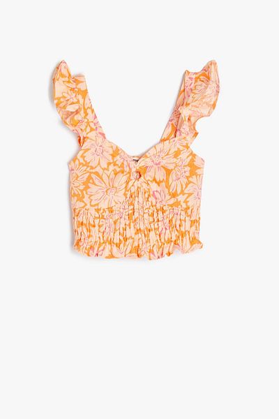 Koton Kids Orange Patterned Girl's Blouse 4SKG60056AW