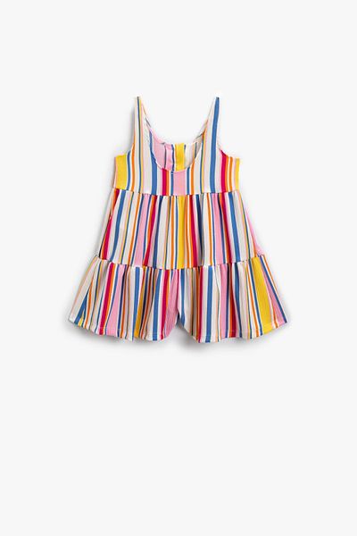 Koton Kids Ecru Striped Girl's Jumpsuit 4SKG80036AK