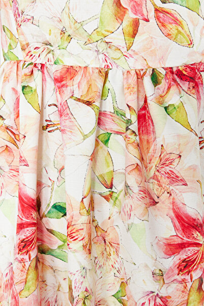 Trendyol Collection Multicolor Floral Print A-Cut Square Neck Woven Dress TWOSS23EL02382