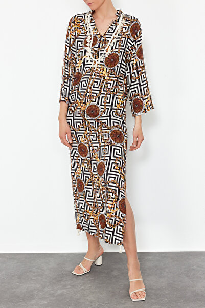 Edit by Trendyol Кафява обикновена тъкана рокля TEDSS24EL00082