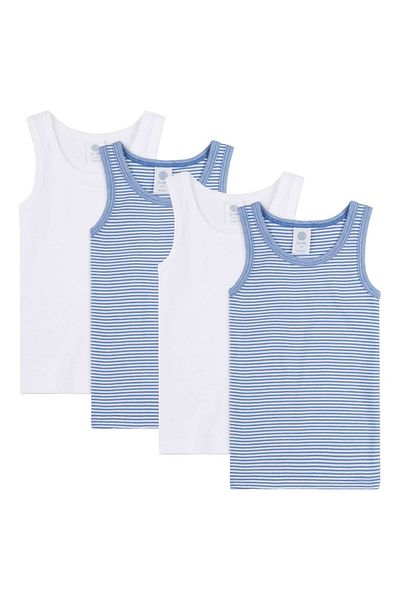 Sanetta Jungen Shirt 4er Pack- Unterhemd ohne Arm, Tanktop, gestreift