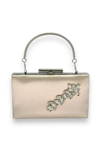 Generic Brand Evening Dress Bag with Handle – Satin Textured with Crystal Sto...