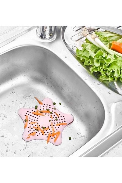 Sea Home PINK COLOR Silicone Non-Slip Star Sink and Bathtub Strainer with Suction Cup