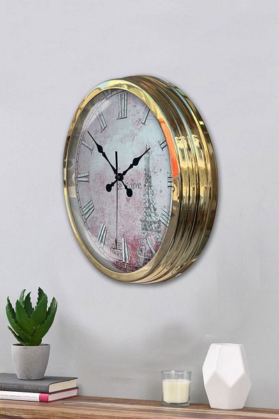 Kasva Concept Gift 40 cm Gold Metal Paris Wall Clock