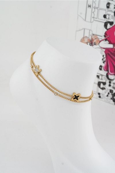 By Zeyna Aksesuar Women's 316 L Tarnish Anti Allergenic Steel Anklet Zy00023