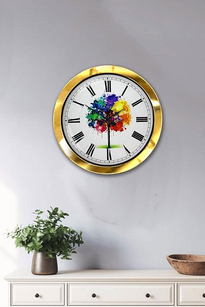 Kasva Concept 36 cm Gold Metal Colored Tree Wall Clock