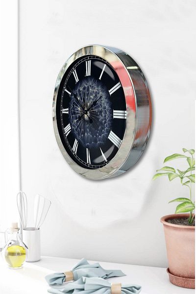 Kasva Concept Gift 36 cm Chrome Metal Feather Wall Clock