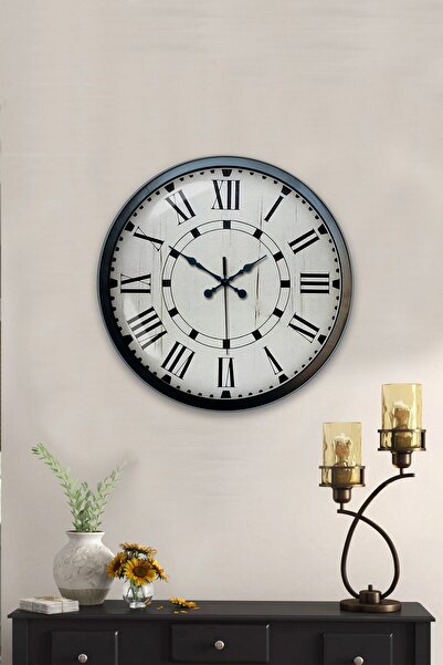 Kasva Concept ساعة حائط بخرائط معدنية سوداء مقاس 40 سم