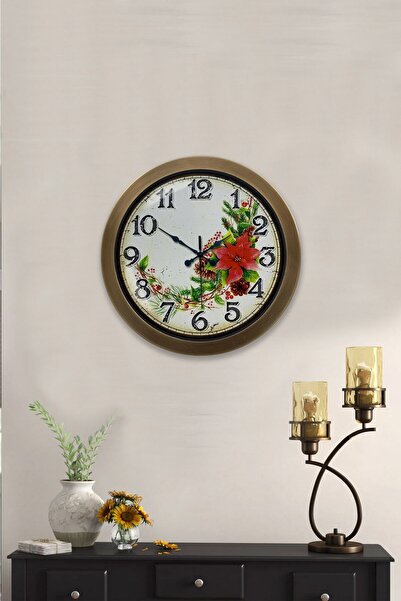 Kasva Concept Gift 36 cm Antique Metal Flower Wall Clock