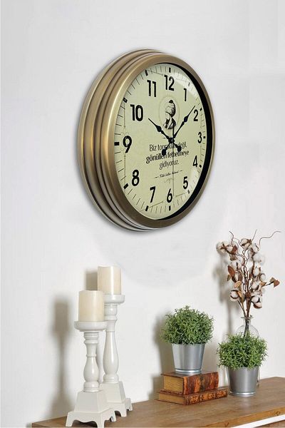 Kasva Concept 40 cm Antique Metal Fatih Sultah Mehmet Wall Clock