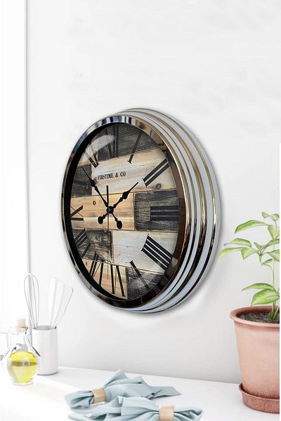 Kasva Concept Gift 40 cm Chrome Metal Firstime Wall Clock