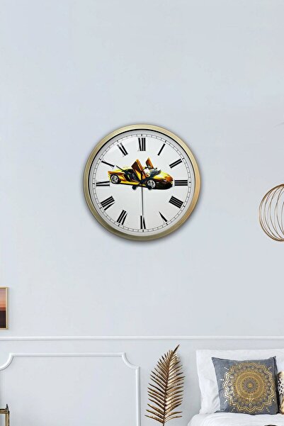 Kasva Concept ساعة حائط هدية سيارة معدنية عتيقة مقاس 40 سم