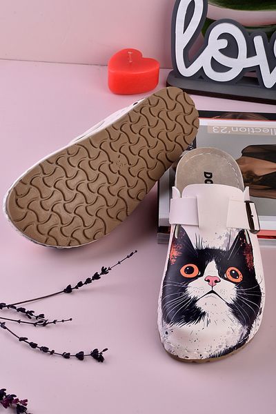DOGİYE 8082 Παντόφλες Comfort Sabo με στάμπα τρομαμένης γάτας