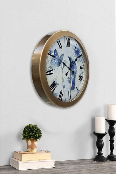 Kasva Concept Gift 36 cm Antique Metal Bird Wall Clock