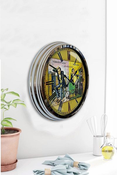 Kasva Concept 40 cm Chrome Metal Cash Selling Wall Clock