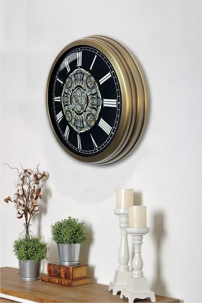 Kasva Concept 40 cm Antique Metal Ottoman Pattern Wall Clock