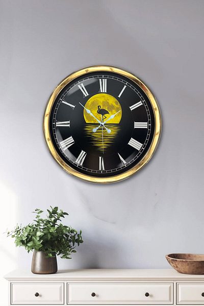 Kasva Concept Gift 40 cm Gold Metal Night Wall Clock
