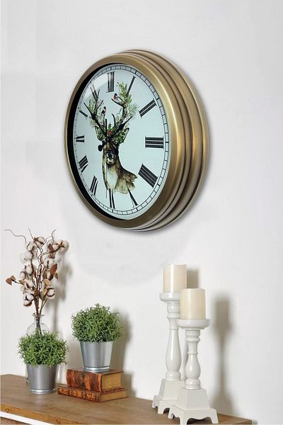 Kasva Concept 40 cm Tumbled Metal Deer Wall Clock