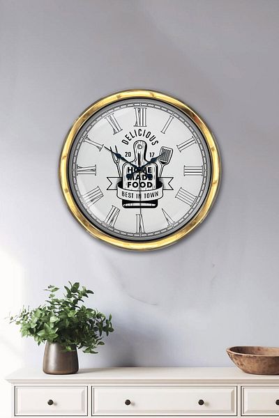 Kasva Concept Gift 40 cm Gold Metal Kitchen Wall Clock