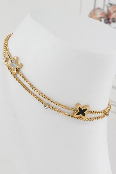 By Zeyna Aksesuar Women's 316 L Tarnish Anti Allergenic Steel Anklet Zy00023