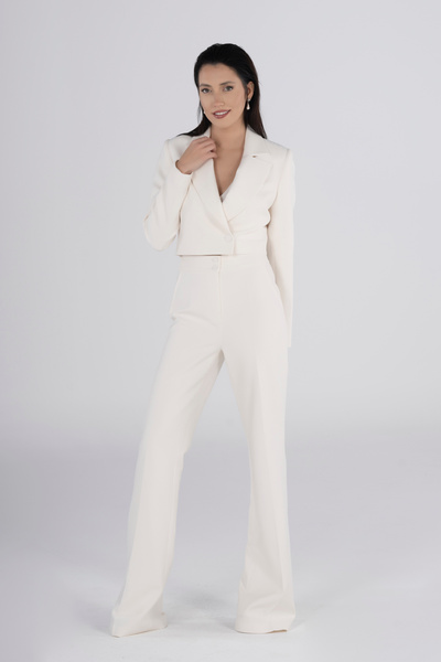 PEARL KREP CROP CEKET VE PANTOLON TAKIM