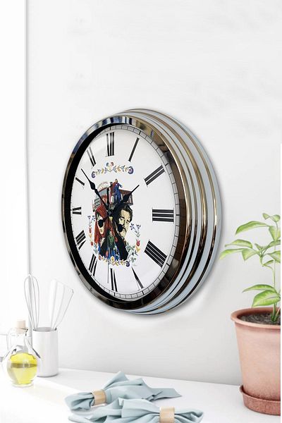 Kasva Concept Gift 40 cm Chrome Metal Let's Write Wall Clock Gift