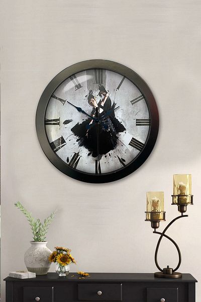 Kasva Concept Gift 36 Cm Black Metal Dance Wall Clock